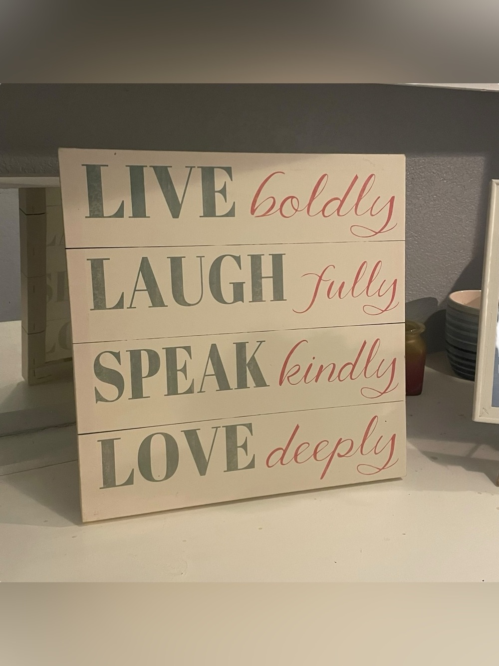 Farmhouse Shiplap Print Live Laugh Speak Love Stretched Canvas Sign